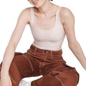 NEW Wild Fable Off-White Shine Knit Tank Bodysuit XS